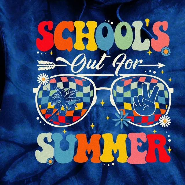 Retro Last Day Of SchoolS Out For Summer Teacher Tie Dye Hoodie