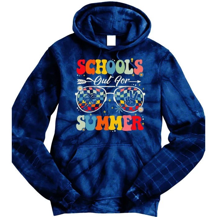 Retro Last Day Of SchoolS Out For Summer Teacher Tie Dye Hoodie