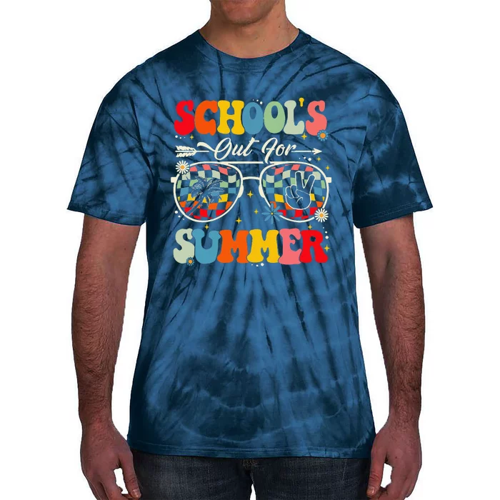 Retro Last Day Of SchoolS Out For Summer Teacher Tie-Dye T-Shirt