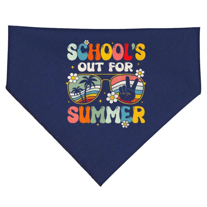 Retro Last Day Of SchoolS Out For Summer Teacher USA-Made Doggie Bandana