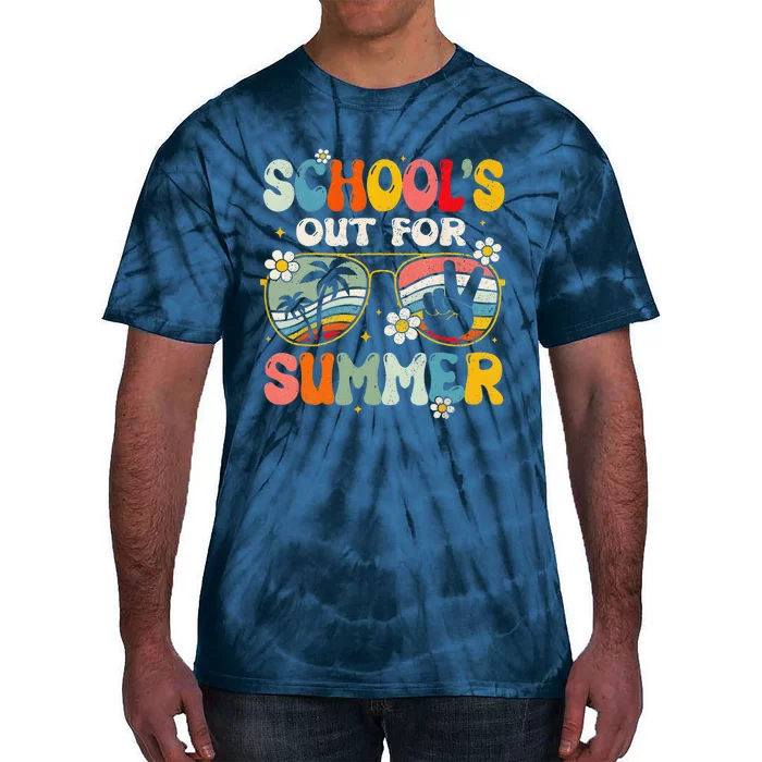 Retro Last Day Of SchoolS Out For Summer Teacher Tie-Dye T-Shirt