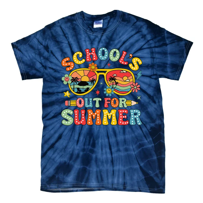 Retro Last Day Of SchoolS Out For Summer Teacher Tie-Dye T-Shirt