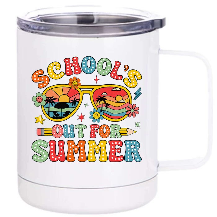 Retro Last Day Of SchoolS Out For Summer Teacher Front & Back 12oz Stainless Steel Tumbler Cup