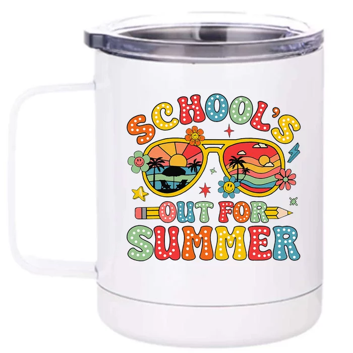 Retro Last Day Of SchoolS Out For Summer Teacher Front & Back 12oz Stainless Steel Tumbler Cup