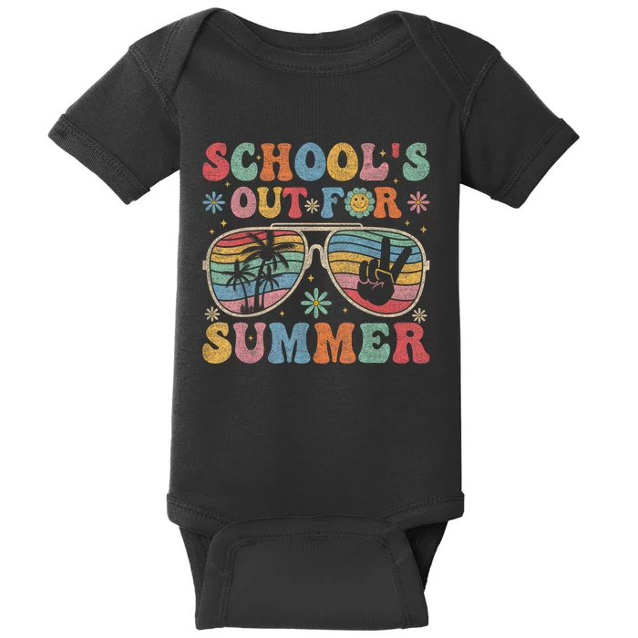 Retro Last Day Of SchoolS Out For Summer Teacher Baby Bodysuit