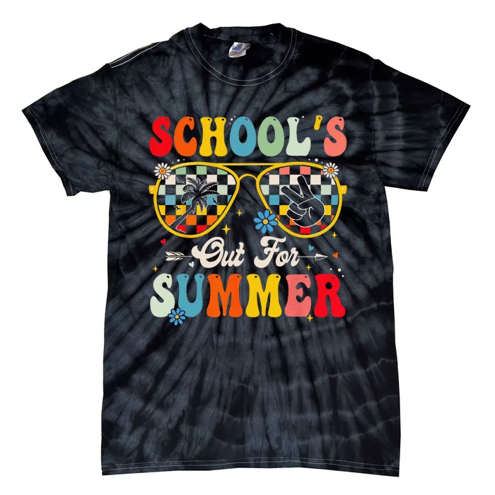 Retro Last Day of School's Out For Summer Teacher Boys Girls Tie-Dye T-Shirt