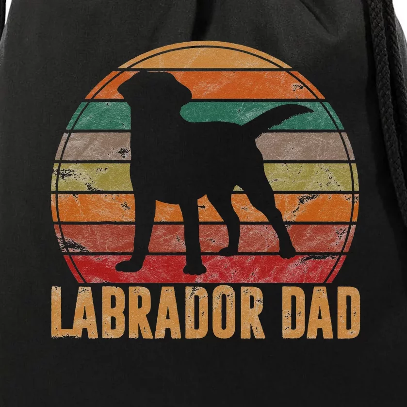 Retro Labrador Dad Gift Dog Daddy Golden Black Lab Father Drawstring Bag