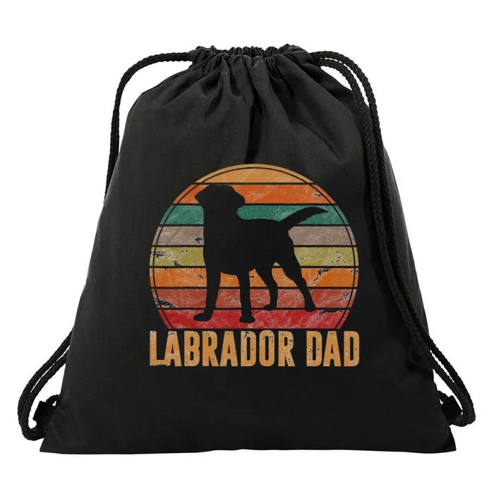 Retro Labrador Dad Gift Dog Daddy Golden Black Lab Father Drawstring Bag