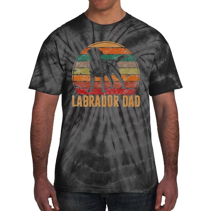 Retro Labrador Dad Gift Dog Daddy Golden Black Lab Father Tie-Dye T-Shirt