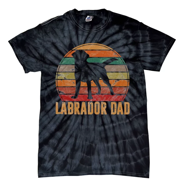 Retro Labrador Dad Gift Dog Daddy Golden Black Lab Father Tie-Dye T-Shirt