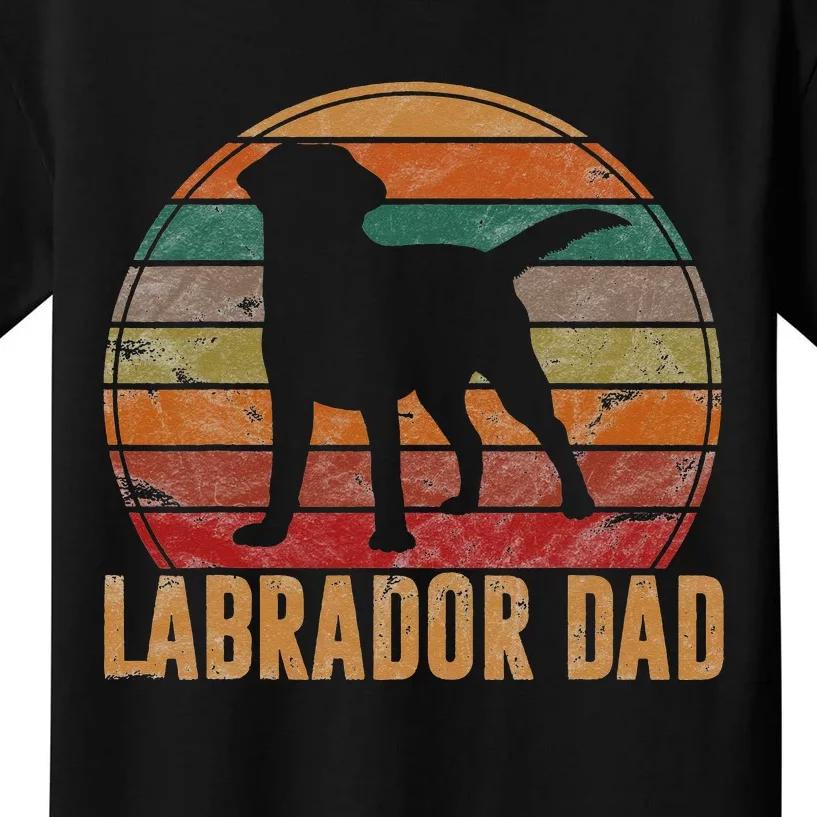 Retro Labrador Dad Gift Dog Daddy Golden Black Lab Father Kids T-Shirt