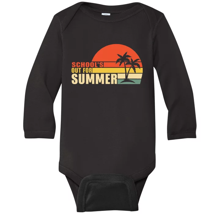 Retro Last Day Of School Schools Out For Summer Teacher Baby Long Sleeve Bodysuit