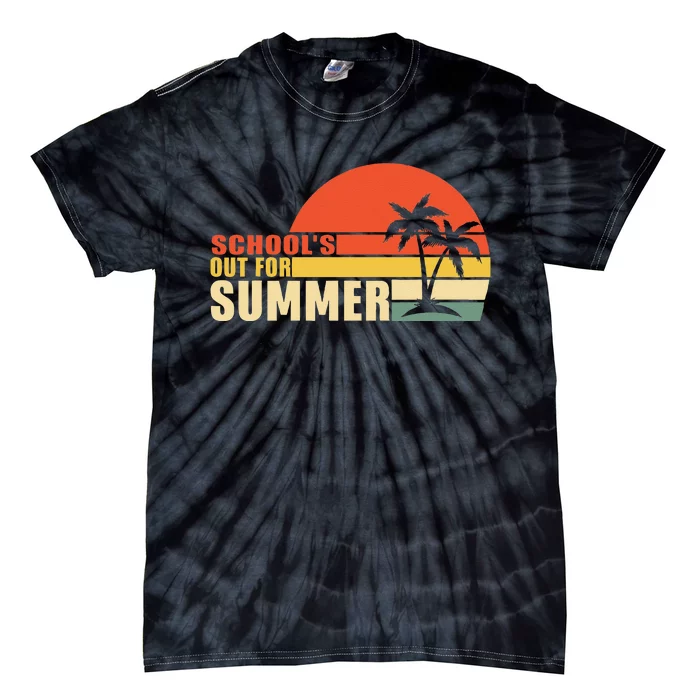 Retro Last Day Of School Schools Out For Summer Teacher Tie-Dye T-Shirt