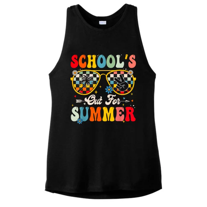 Retro Last Day Of Schools Out For Summer Teacher Ladies Tri-Blend Wicking Tank