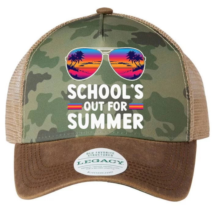 Retro Last Day Of SchoolS Out For Summer Teacher Legacy Tie Dye Trucker Hat