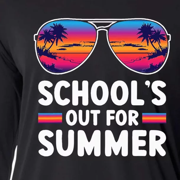 Retro Last Day Of SchoolS Out For Summer Teacher Cooling Performance Long Sleeve Crew