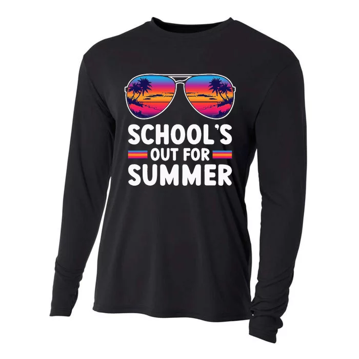 Retro Last Day Of SchoolS Out For Summer Teacher Cooling Performance Long Sleeve Crew