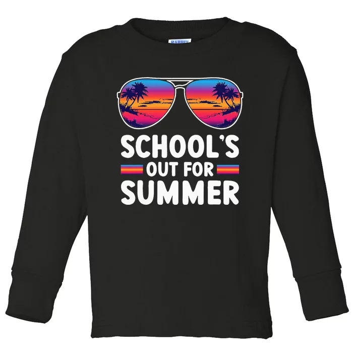 Retro Last Day Of SchoolS Out For Summer Teacher Toddler Long Sleeve Shirt