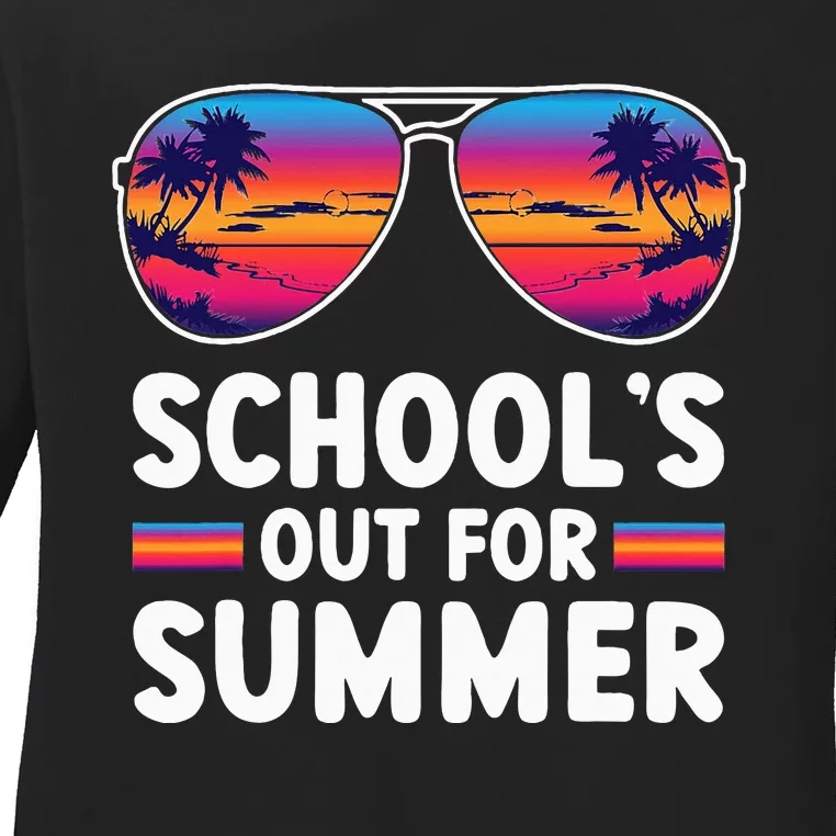 Retro Last Day Of SchoolS Out For Summer Teacher Ladies Long Sleeve Shirt