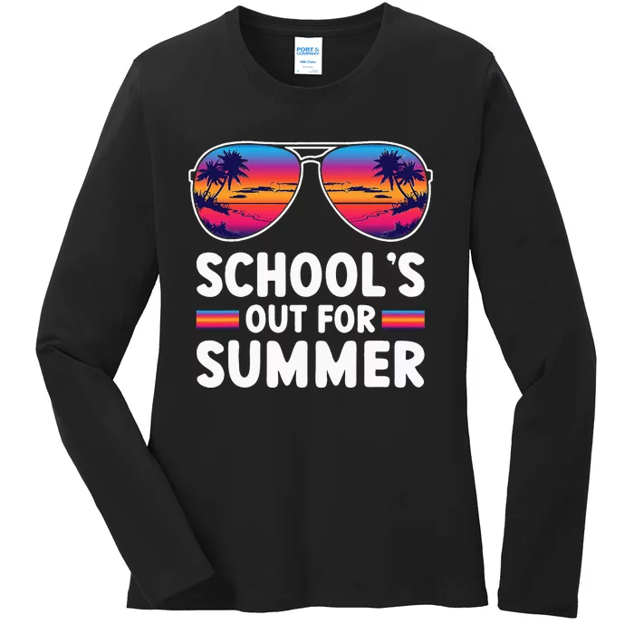 Retro Last Day Of SchoolS Out For Summer Teacher Ladies Long Sleeve Shirt