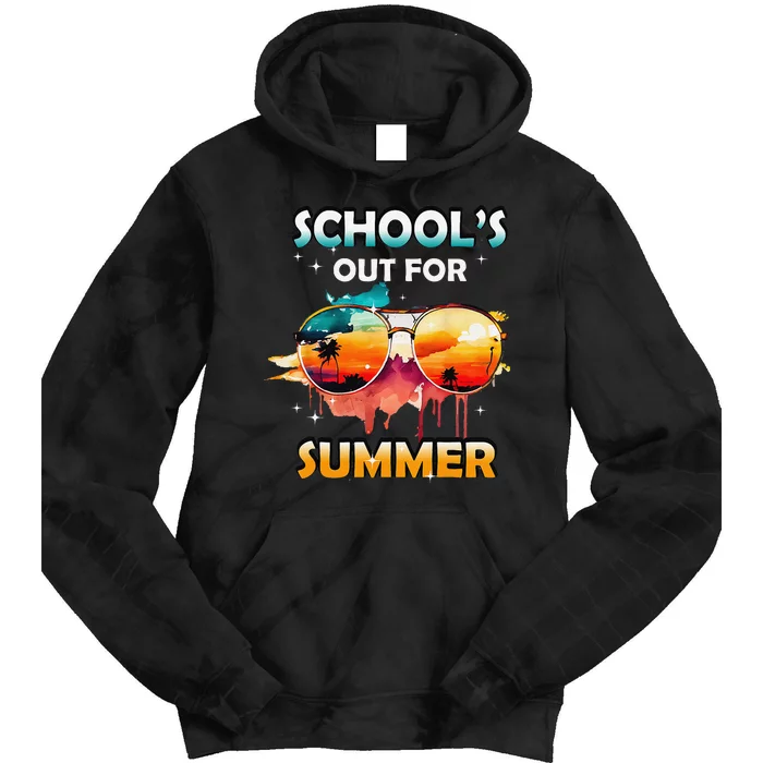 Retro Last Day of School Out For Summer Teacher Tie Dye Hoodie