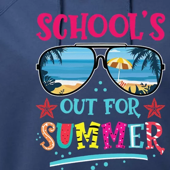 Retro Last Day of School's Out For Summer Teacher Performance Fleece Hoodie