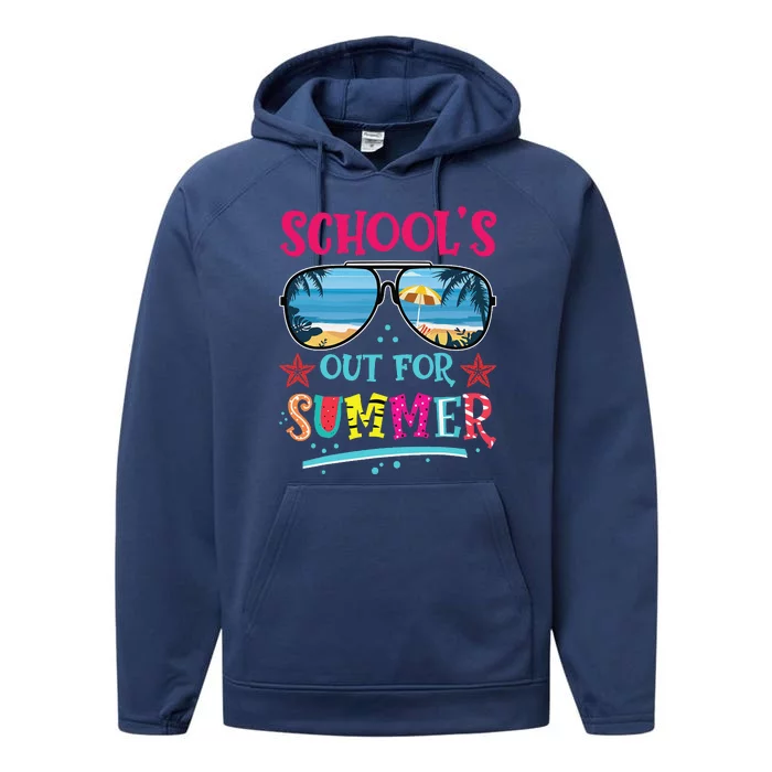 Retro Last Day of School's Out For Summer Teacher Performance Fleece Hoodie