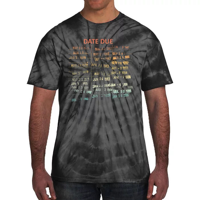 Retro Library Due Date Vintage Librarian Date Due Tie-Dye T-Shirt