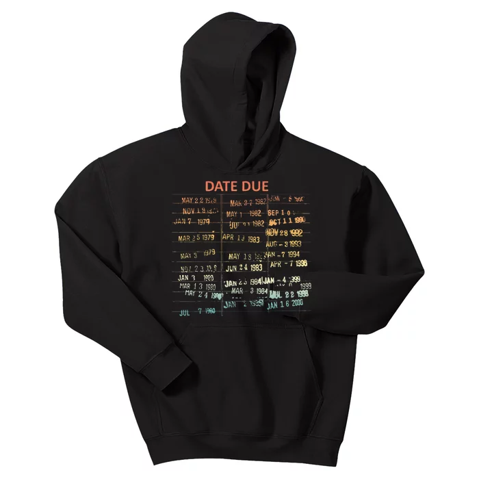 Retro Library Due Date Vintage Librarian Date Due Kids Hoodie