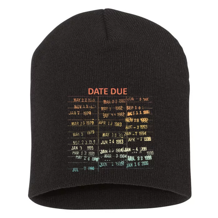 Retro Library Due Date Vintage Librarian Date Due Short Acrylic Beanie