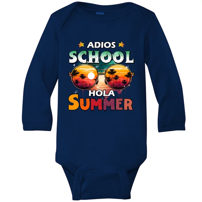 Retro Last Day Of School Out For Summer Teacher Adios Gift Baby Long Sleeve Bodysuit