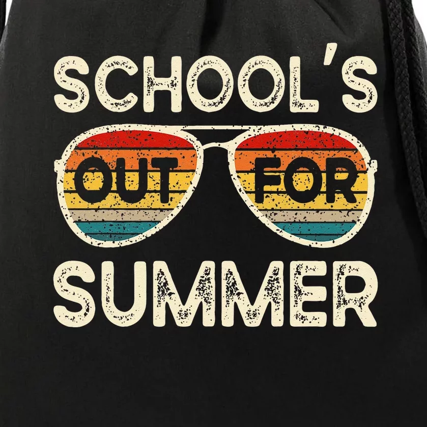 Retro Last Day Of School Schools Out For Summer Teacher Drawstring Bag