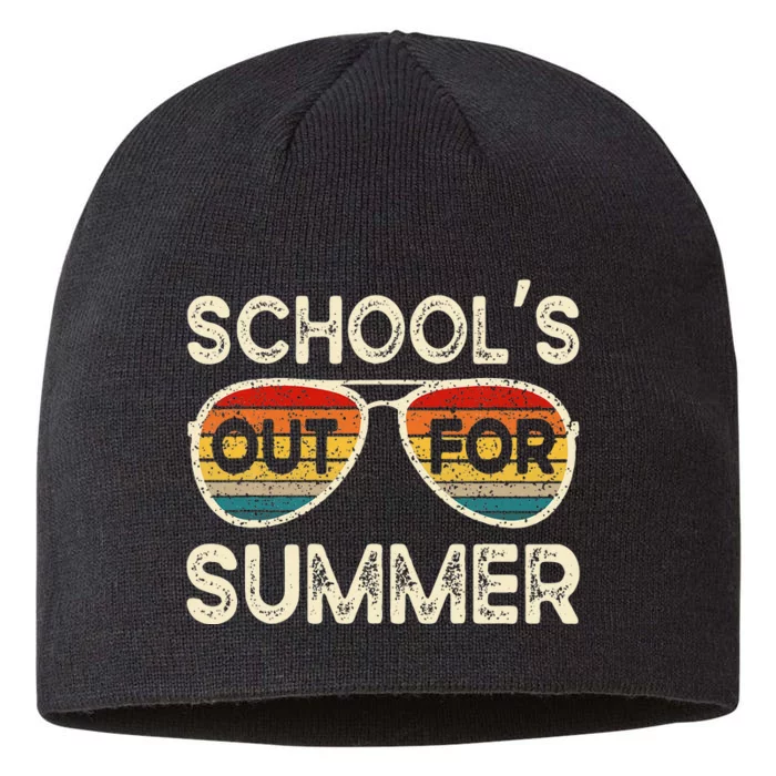 Retro Last Day Of School Schools Out For Summer Teacher 8 1/2in Sustainable Knit Beanie