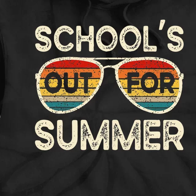 Retro Last Day Of School Schools Out For Summer Teacher Tie Dye Hoodie