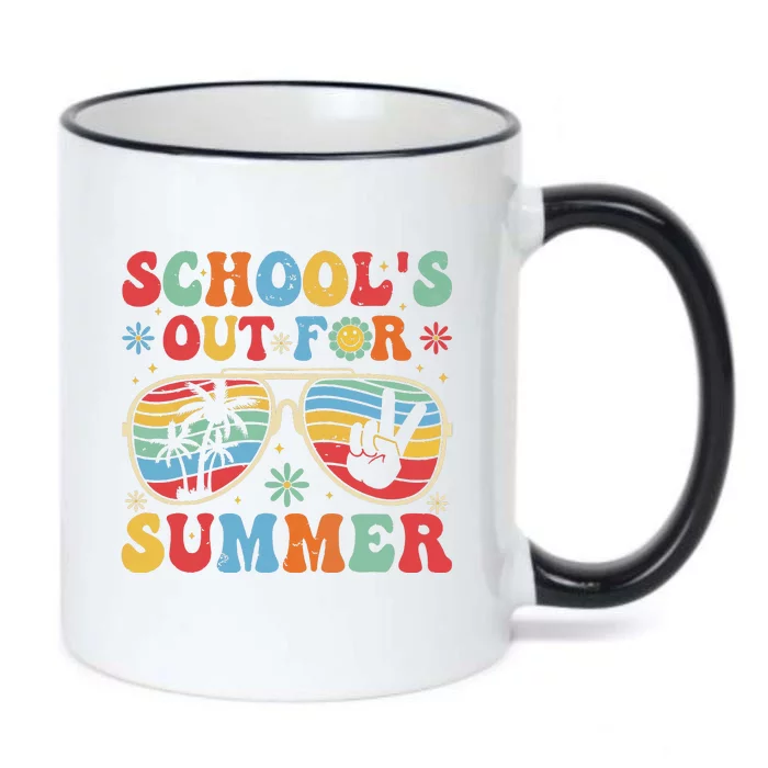 Retro Last Day Of Schools Out For Summer Teacher Boy Girl Black Color Changing Mug