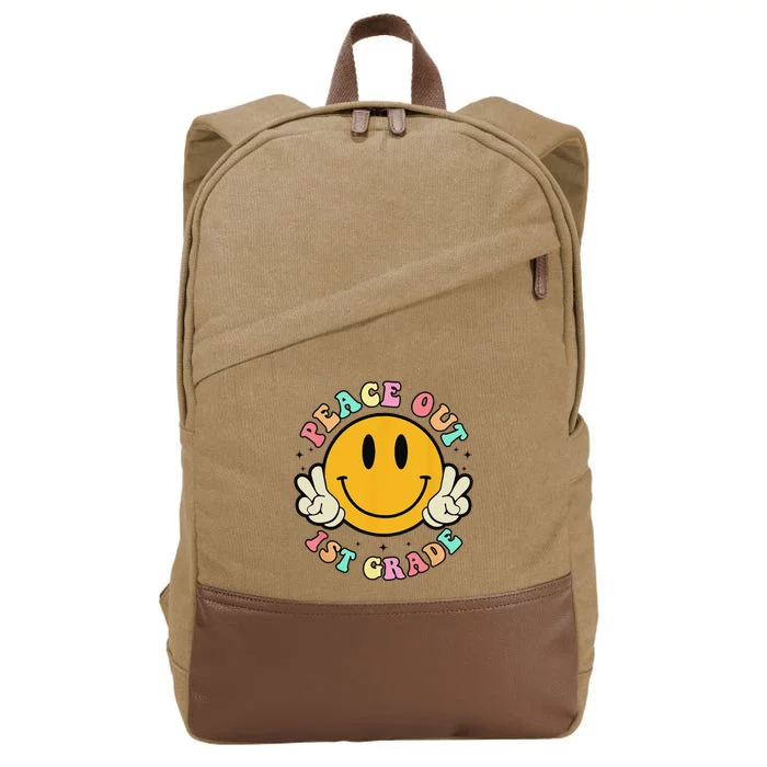 Retro Last Day Of School Peace Out 1st Grade Teacher Cotton Canvas Backpack