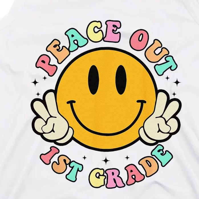 Retro Last Day Of School Peace Out 1st Grade Teacher Tank Top