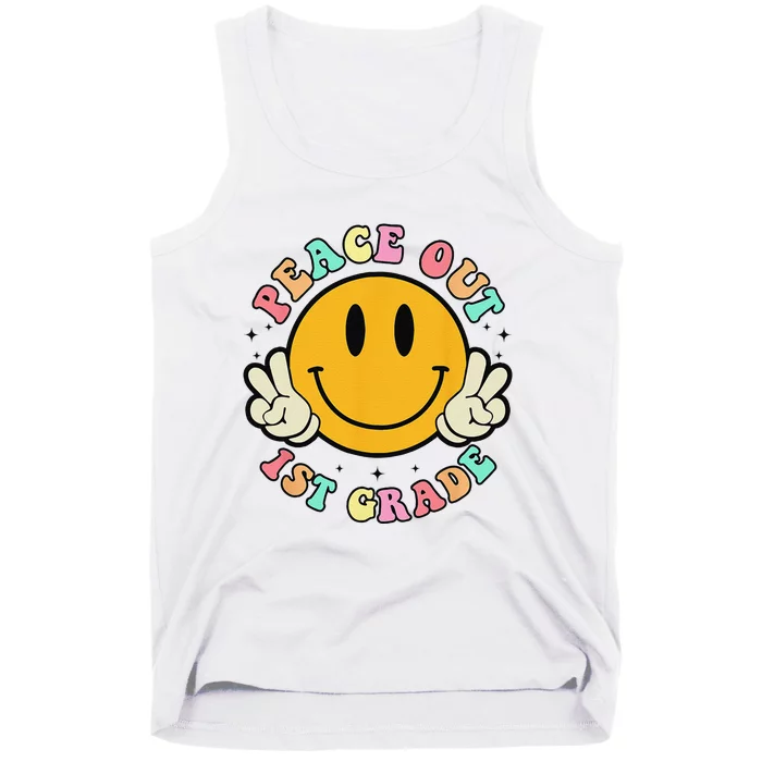 Retro Last Day Of School Peace Out 1st Grade Teacher Tank Top