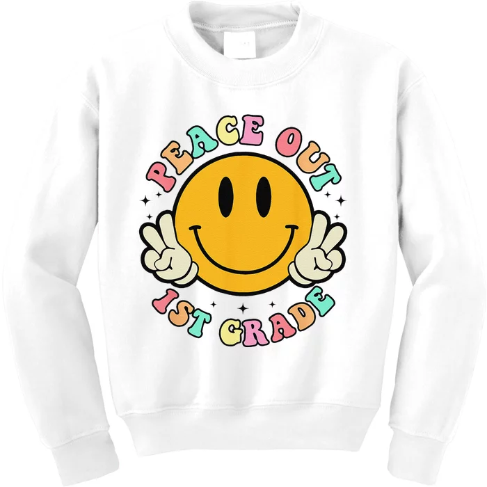 Retro Last Day Of School Peace Out 1st Grade Teacher Kids Sweatshirt