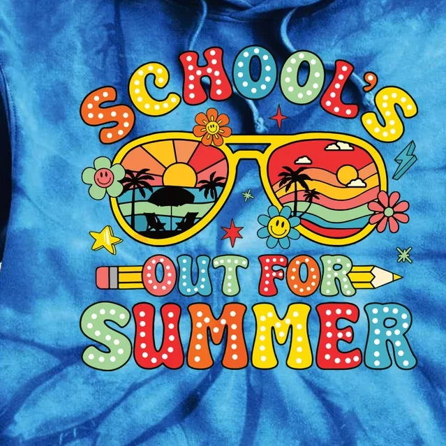 Retro Last Day Of Schools Out For Summer Teacher Boy Girl Tie Dye Hoodie