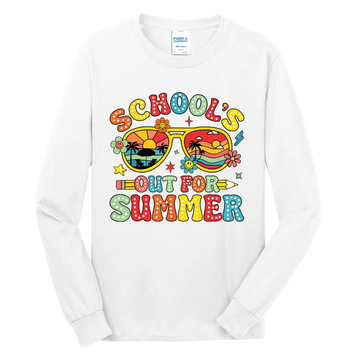 Retro Last Day Of Schools Out For Summer Teacher Boy Girl Tall Long Sleeve T-Shirt