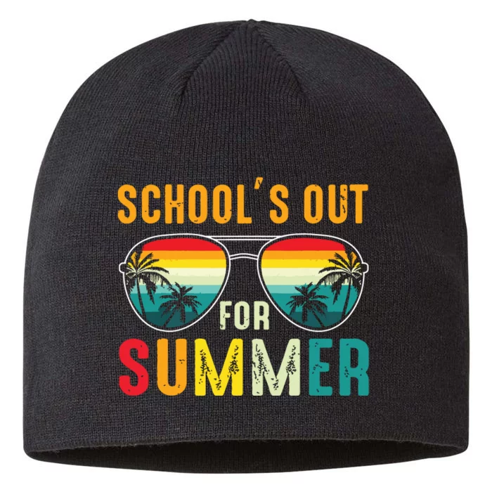 Retro Last Day Of Schools Out For Summer Teacher Boy Girl 8 1/2in Sustainable Knit Beanie