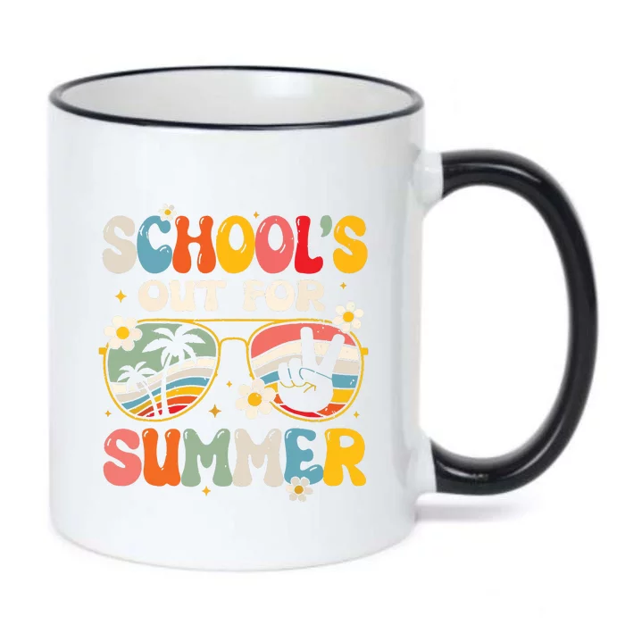 Retro Last Day Of Schools Out For Summer Teacher Boy Girl Black Color Changing Mug