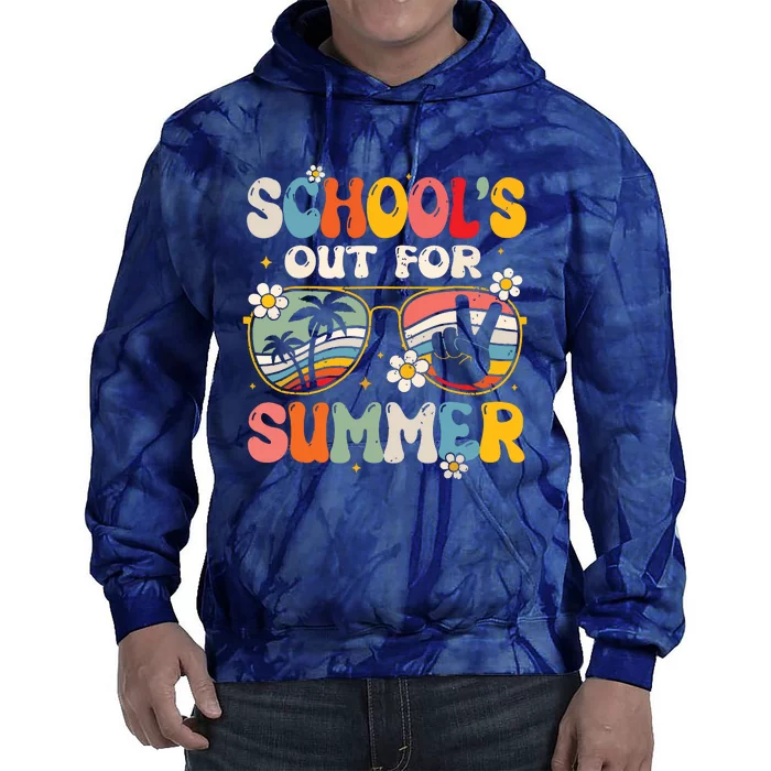 Retro Last Day Of Schools Out For Summer Teacher Boy Girl Tie Dye Hoodie