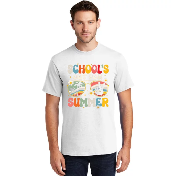 Retro Last Day Of Schools Out For Summer Teacher Boy Girl Tall T-Shirt