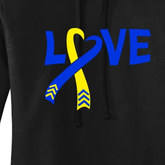 Ribbon Love Down Syndrome Awareness Gift Women's Pullover Hoodie