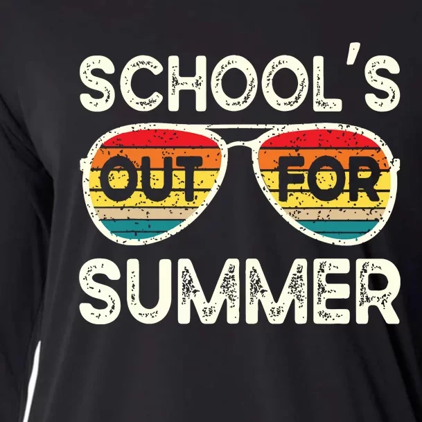 Retro Last Day Of School Schools Out For Summer Teacher Cooling Performance Long Sleeve Crew