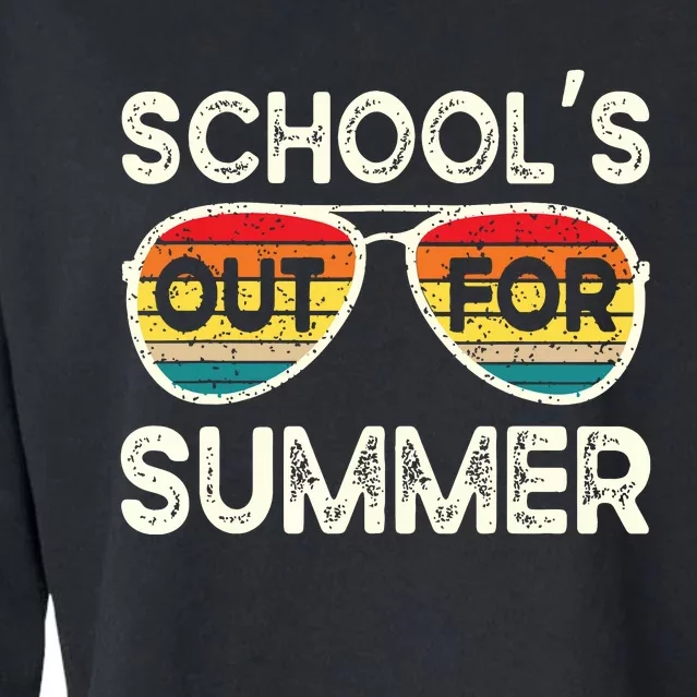 Retro Last Day Of School Schools Out For Summer Teacher Cropped Pullover Crew