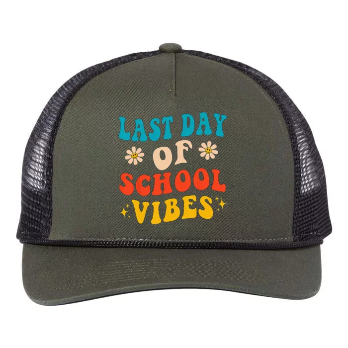 Retro Last Day Of School Schools Out Summer Teacher Retro Rope Trucker Hat Cap