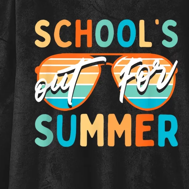 Retro Last Day Of School Schools Out For Summer Teacher Hooded Wearable Blanket